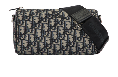 Oblique Jacquard Roller, &pound;950, Handbags, Navy, Canvas, Front view